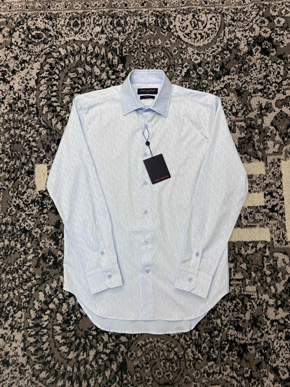 루이비통 롱 슬리브드 코튼 셔츠 블루 1AFJX6