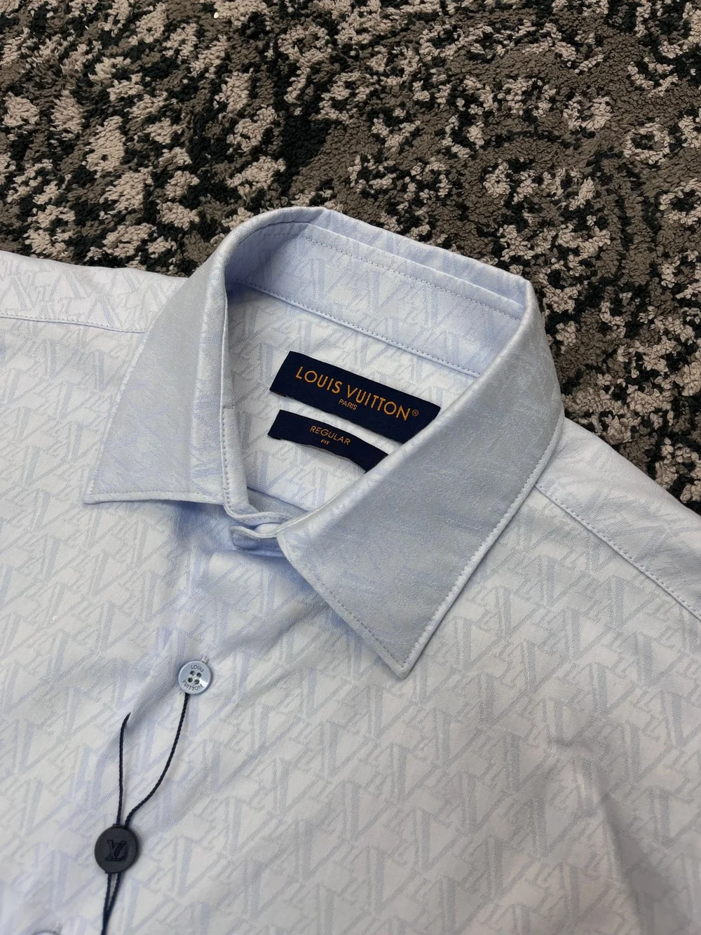 루이비통 롱 슬리브드 코튼 셔츠 블루 1AFJX6