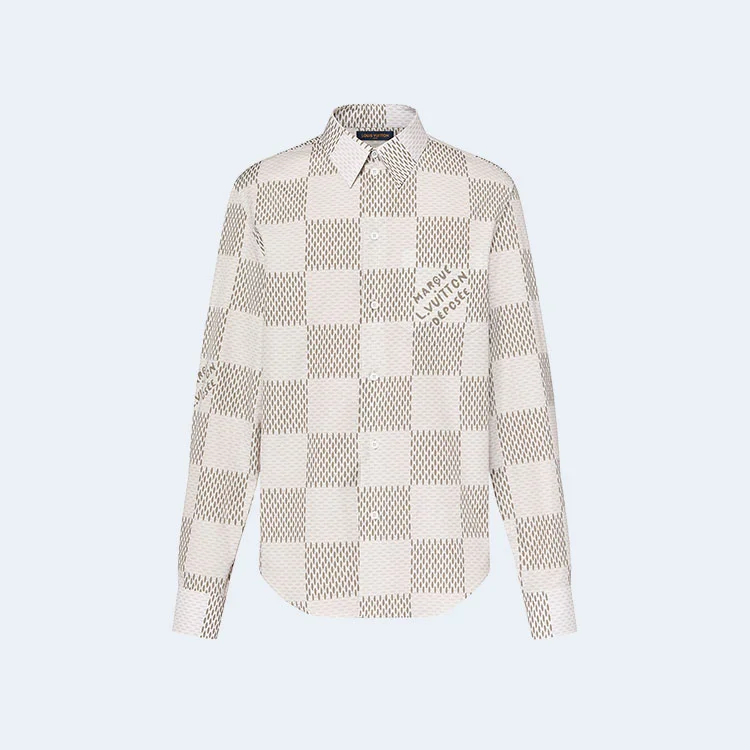 루이비통 다미에 롱 슬리브드 클래식 코튼 셔츠 1AFJDC