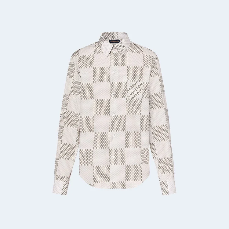 루이비통 다미에 롱 슬리브드 클래식 코튼 셔츠 1AFJDC