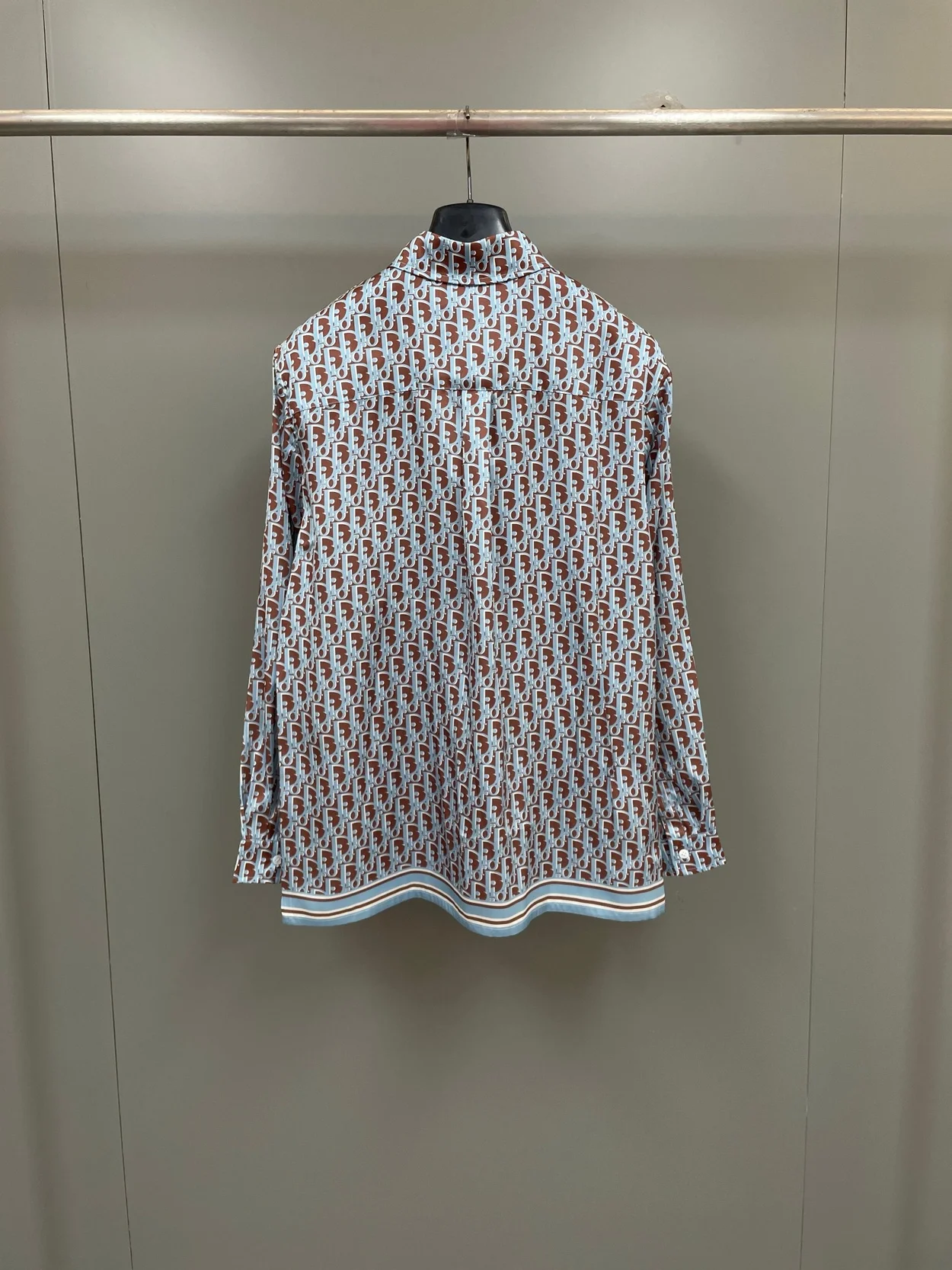 디올 오블리크 블루 실크 트윌 셔츠