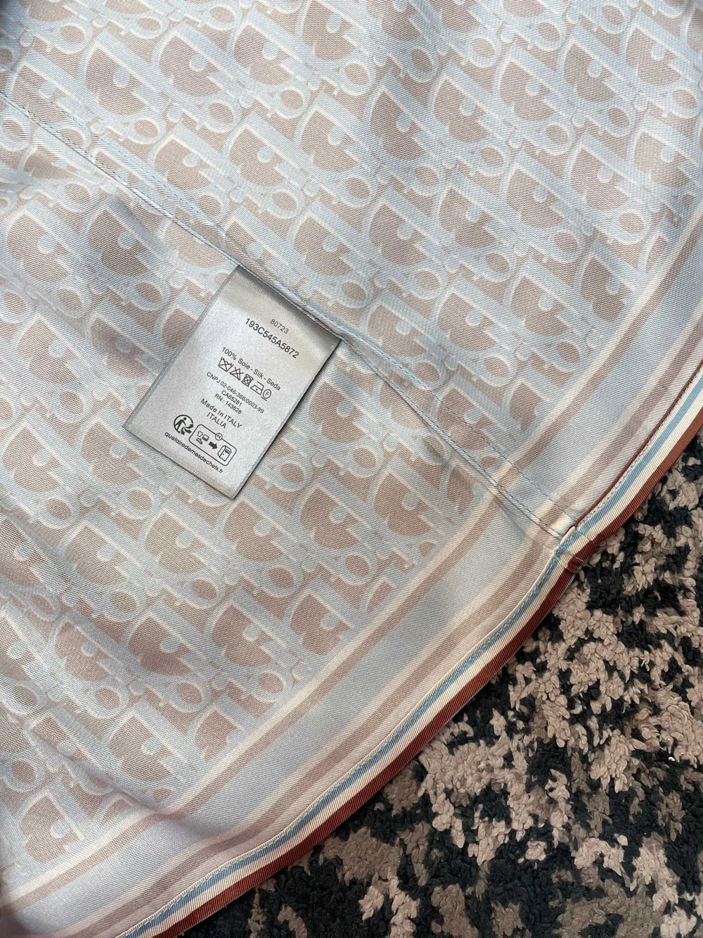 디올 오블리크 블루 실크 트윌 셔츠