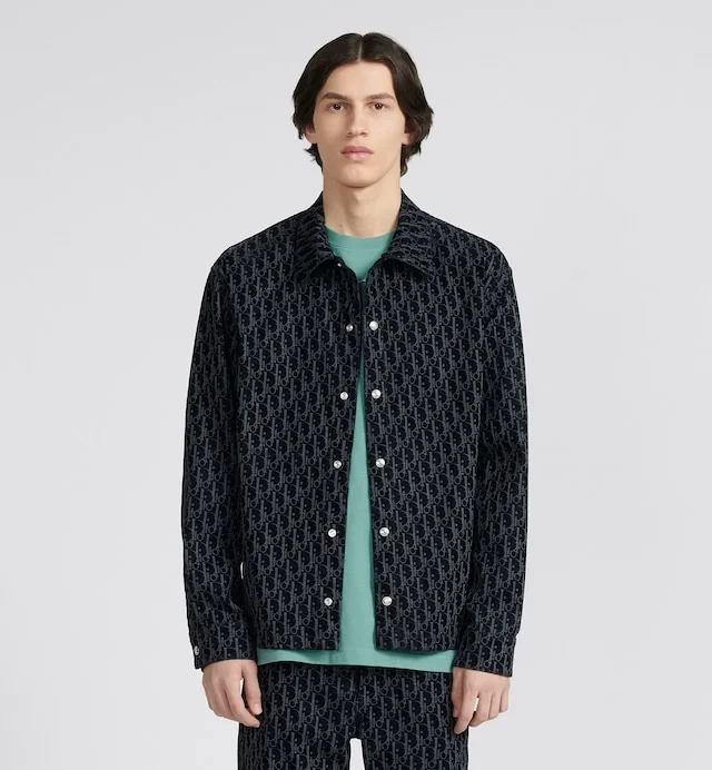 디올 오블리크  오버셔츠 블루 코튼 셔츠