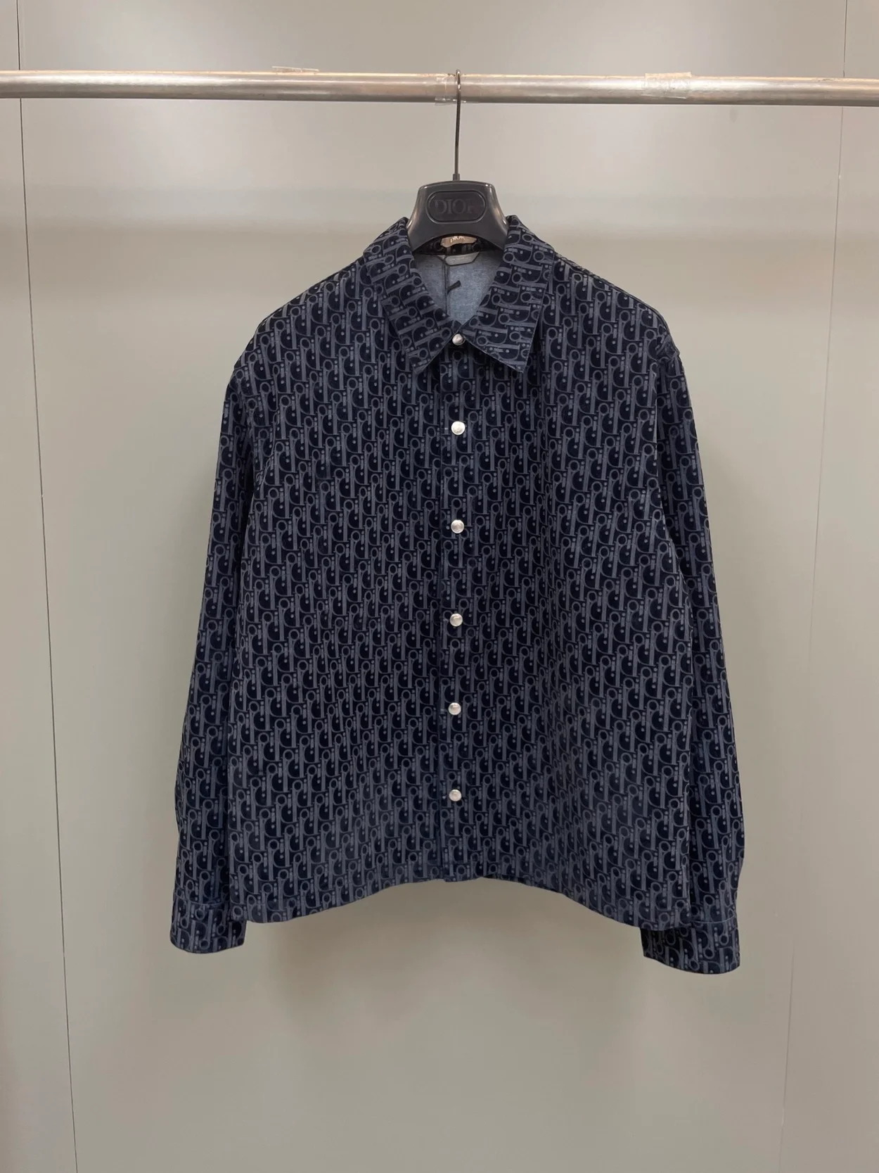 디올 오블리크  오버셔츠 블루 코튼 셔츠