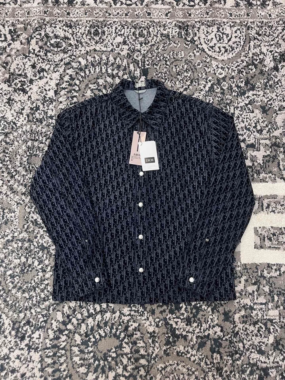 디올 오블리크  오버셔츠 블루 코튼 셔츠