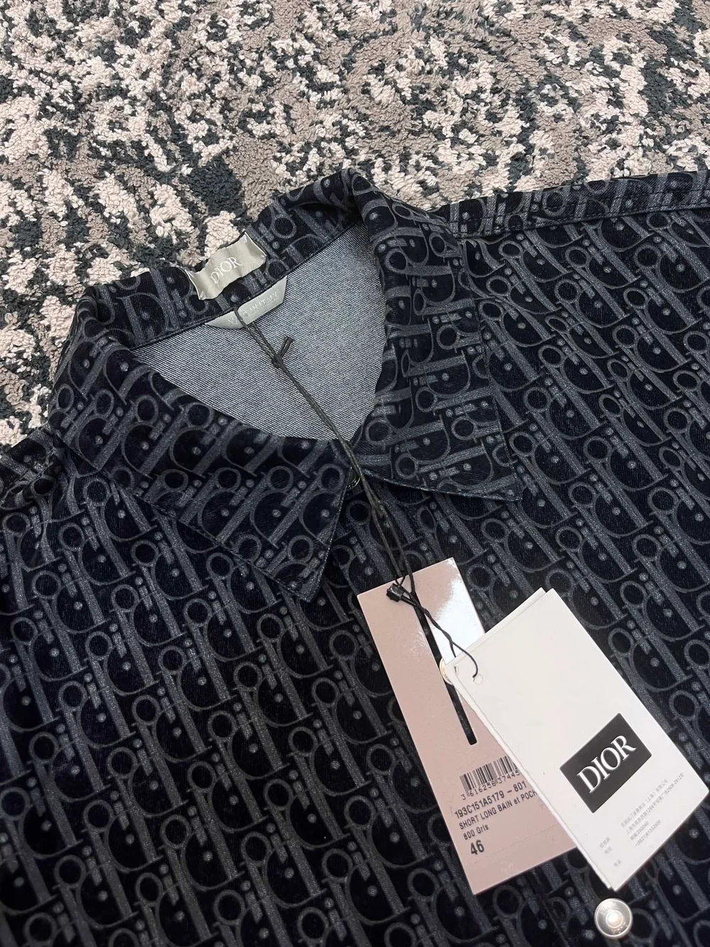 디올 오블리크  오버셔츠 블루 코튼 셔츠