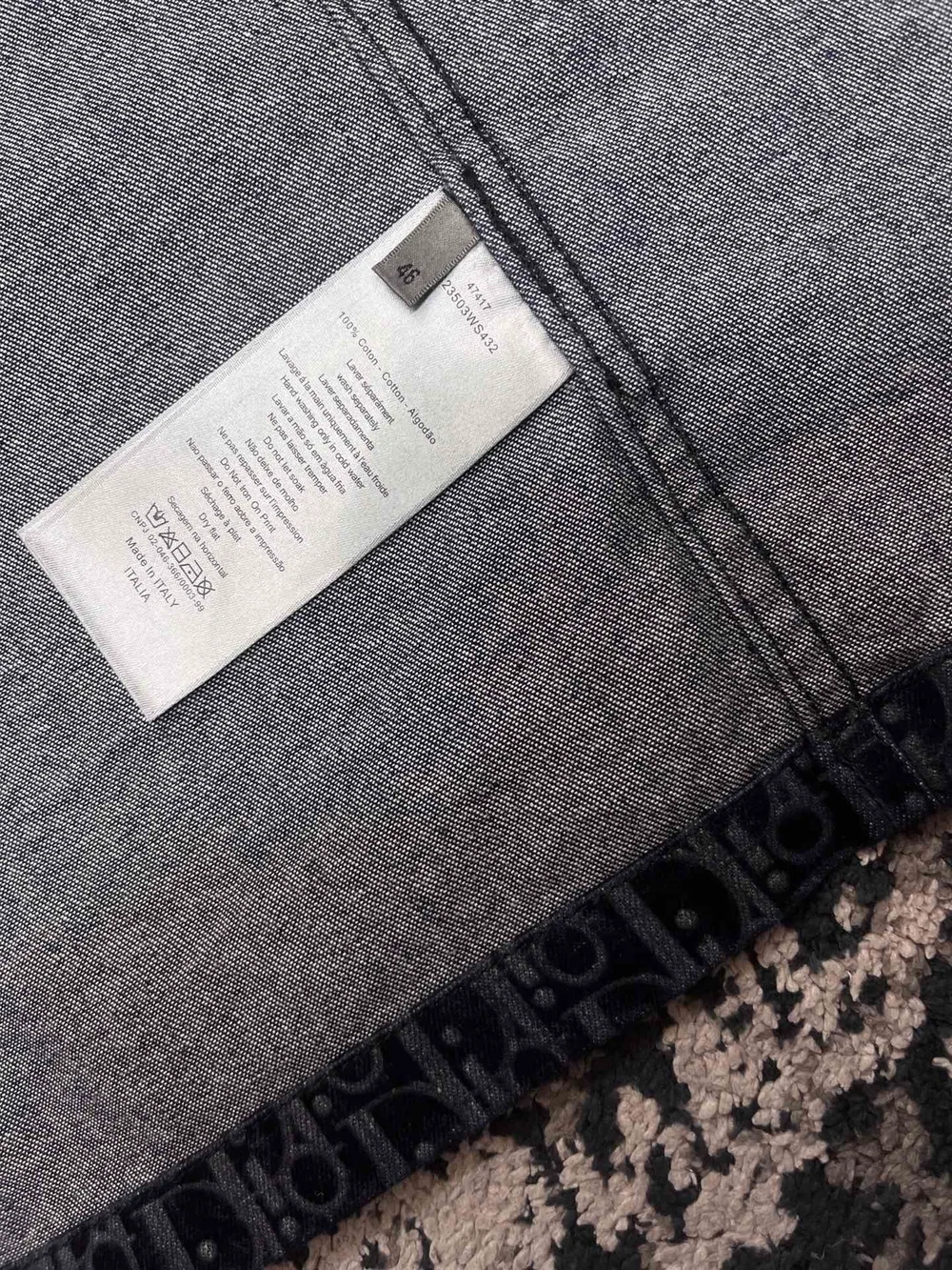 디올 오블리크  오버셔츠 블루 코튼 셔츠