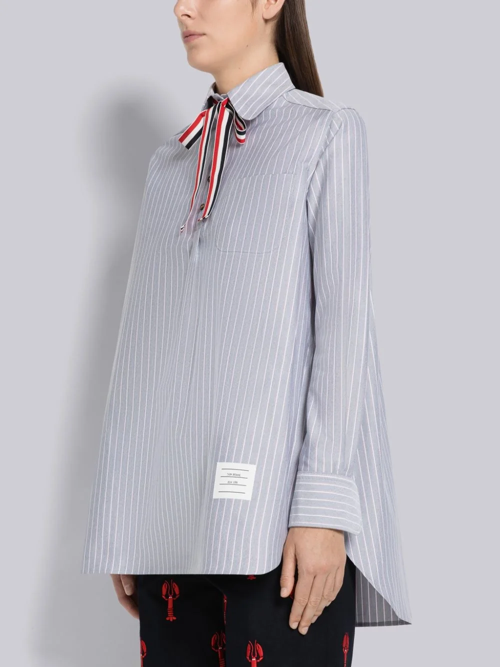 톰브라운 섀도 핀스트라이프 보타이 블루종 셔츠