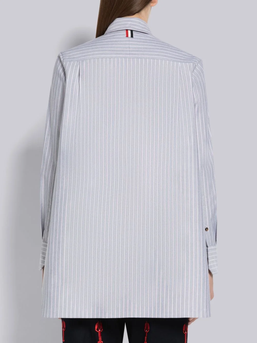 톰브라운 섀도 핀스트라이프 보타이 블루종 셔츠