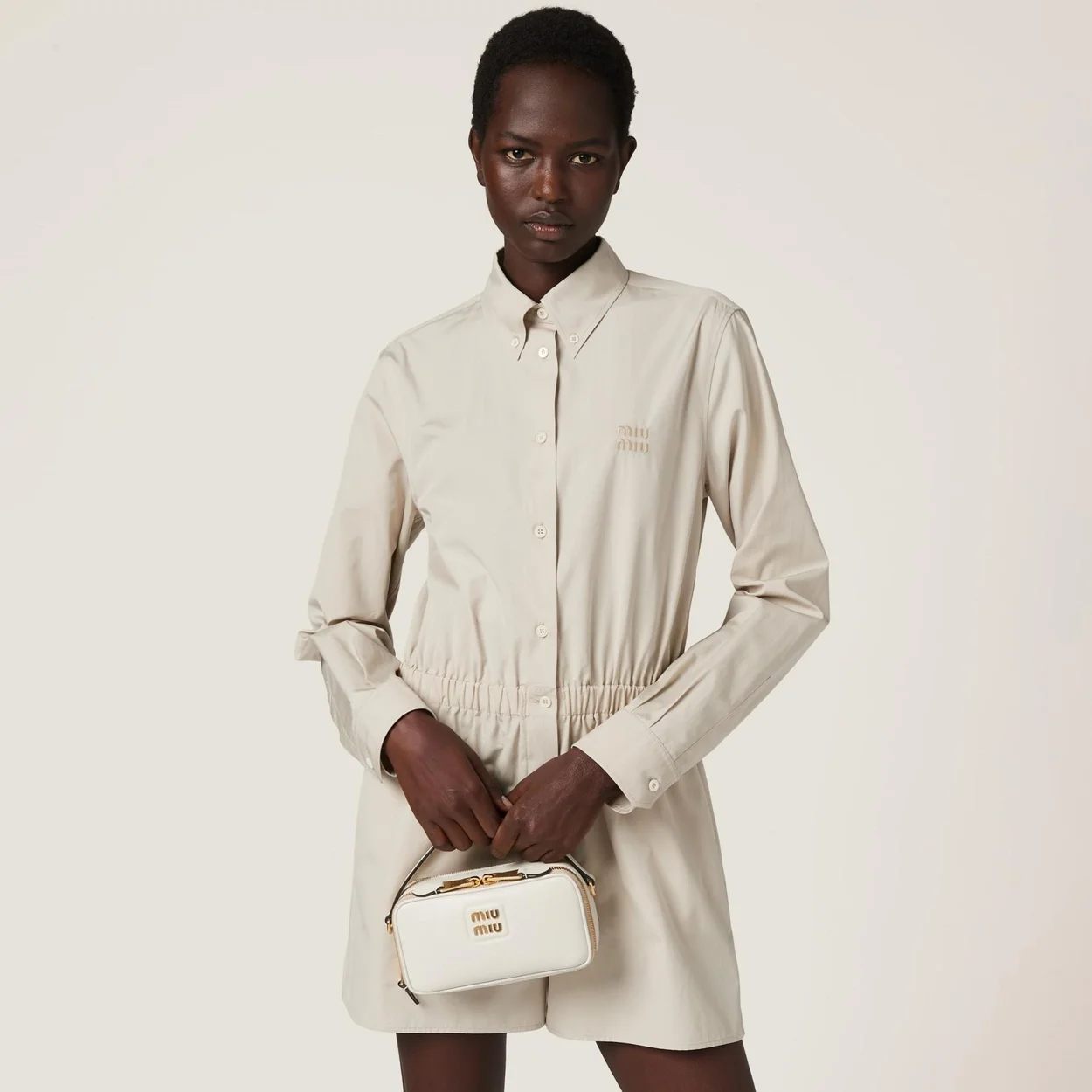 미우미우 라임스톤 포플린 점프수트