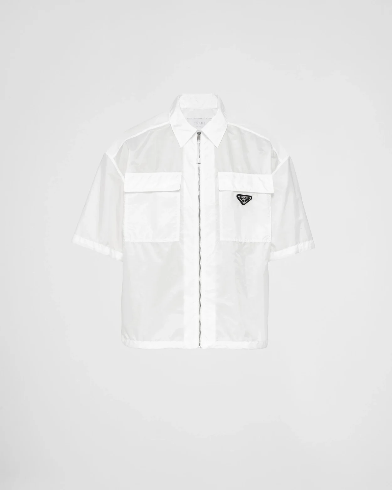 프라다 반소매 라이트 리나일론 셔츠 화이트