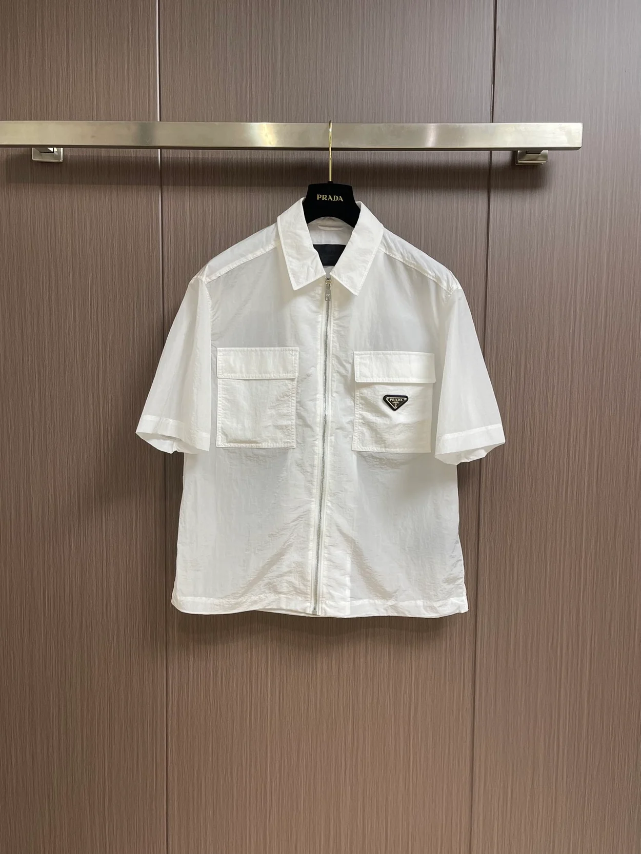 프라다 반소매 라이트 리나일론 셔츠 화이트