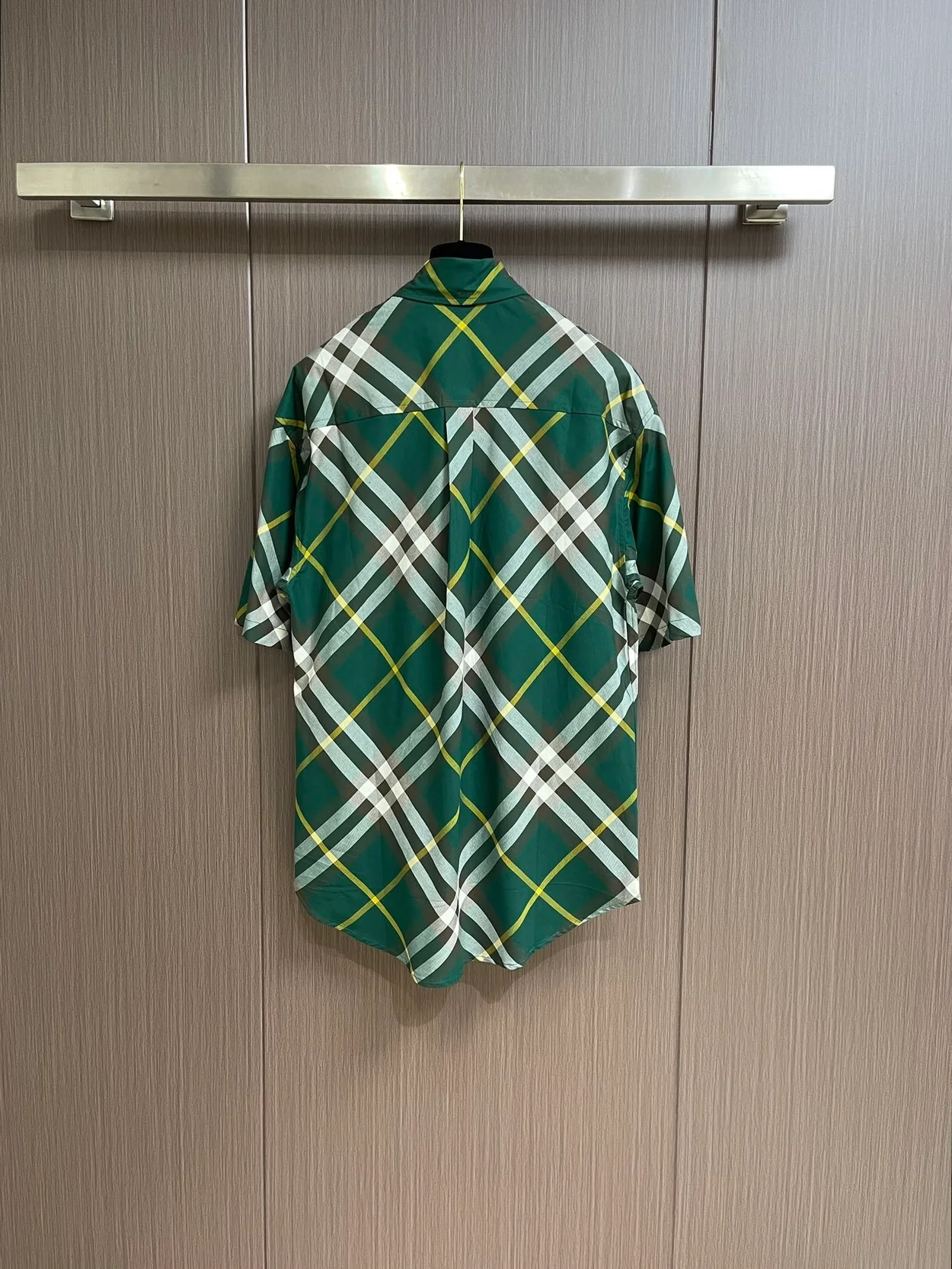 버버리 체크 코튼 셔츠 그린