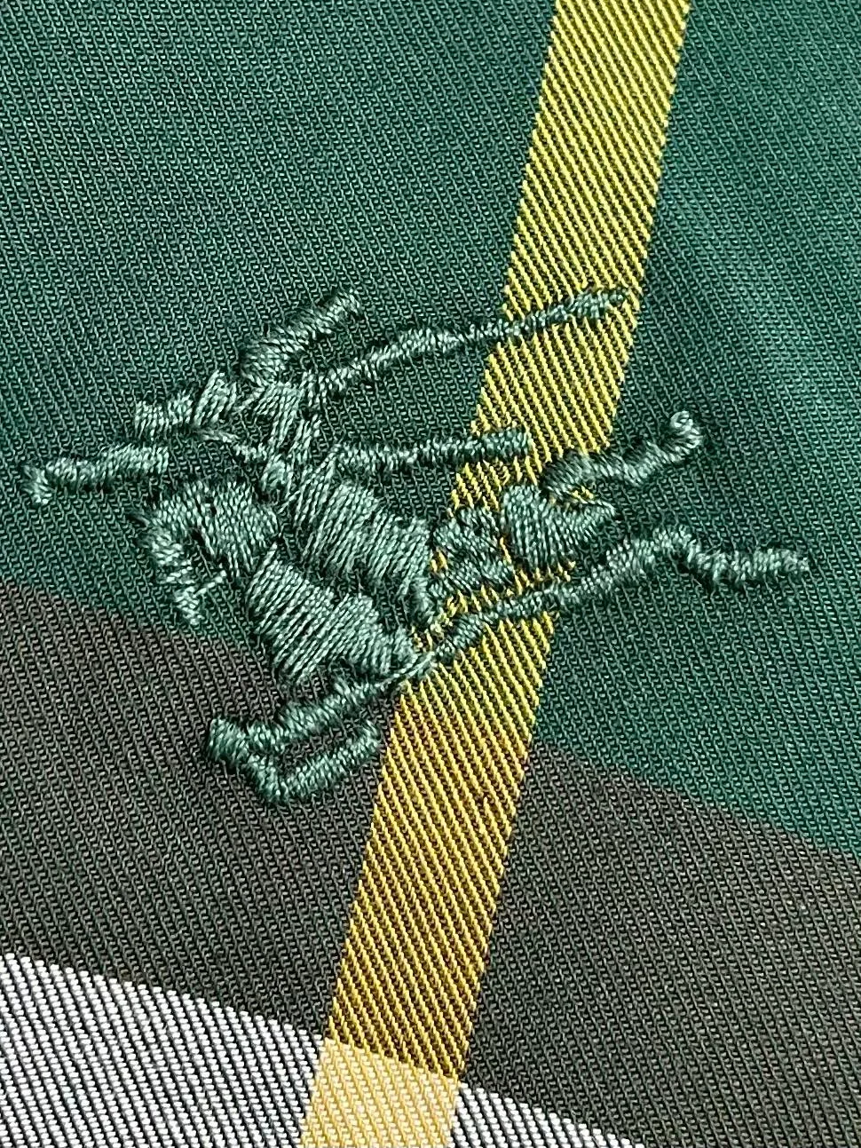 버버리 체크 코튼 셔츠 그린