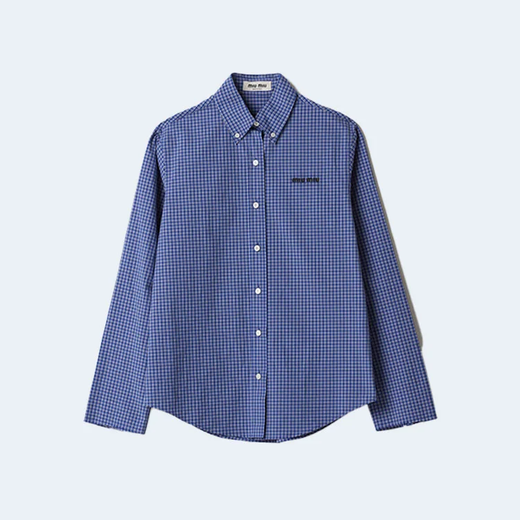 미우미우 체크 셔츠 사파이어 블루