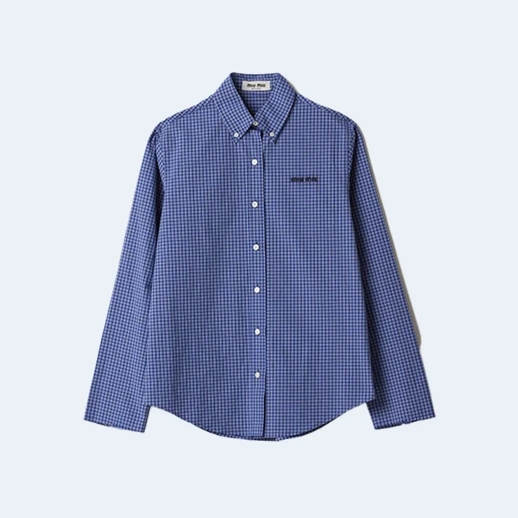 미우미우 체크 셔츠 사파이어 블루