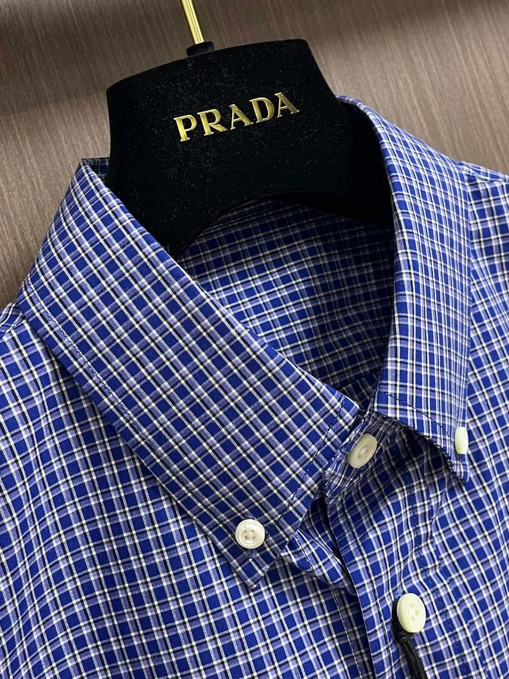 미우미우 체크 셔츠 사파이어 블루