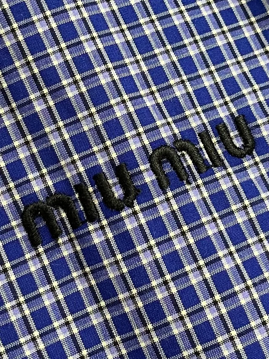미우미우 체크 셔츠 사파이어 블루