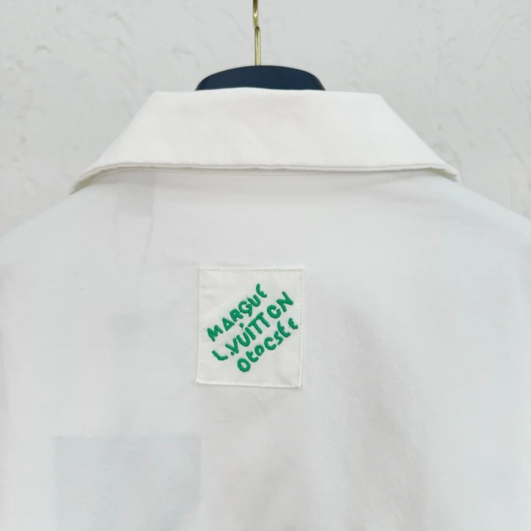 루이비통 오픈 칼라 숏 슬리브 코튼 셔츠 1AFJDJ