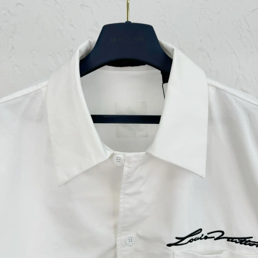 루이비통 오픈 칼라 숏 슬리브 코튼 셔츠 1AFJDJ