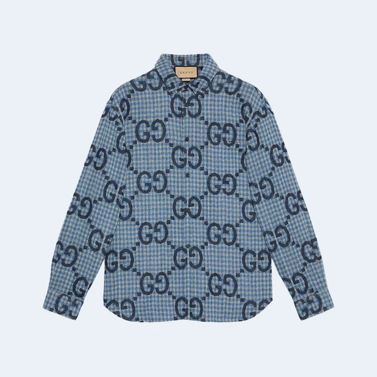 구찌 점보 GG 체크 울 셔츠