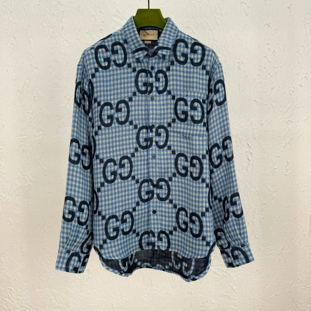 구찌 점보 GG 체크 울 셔츠