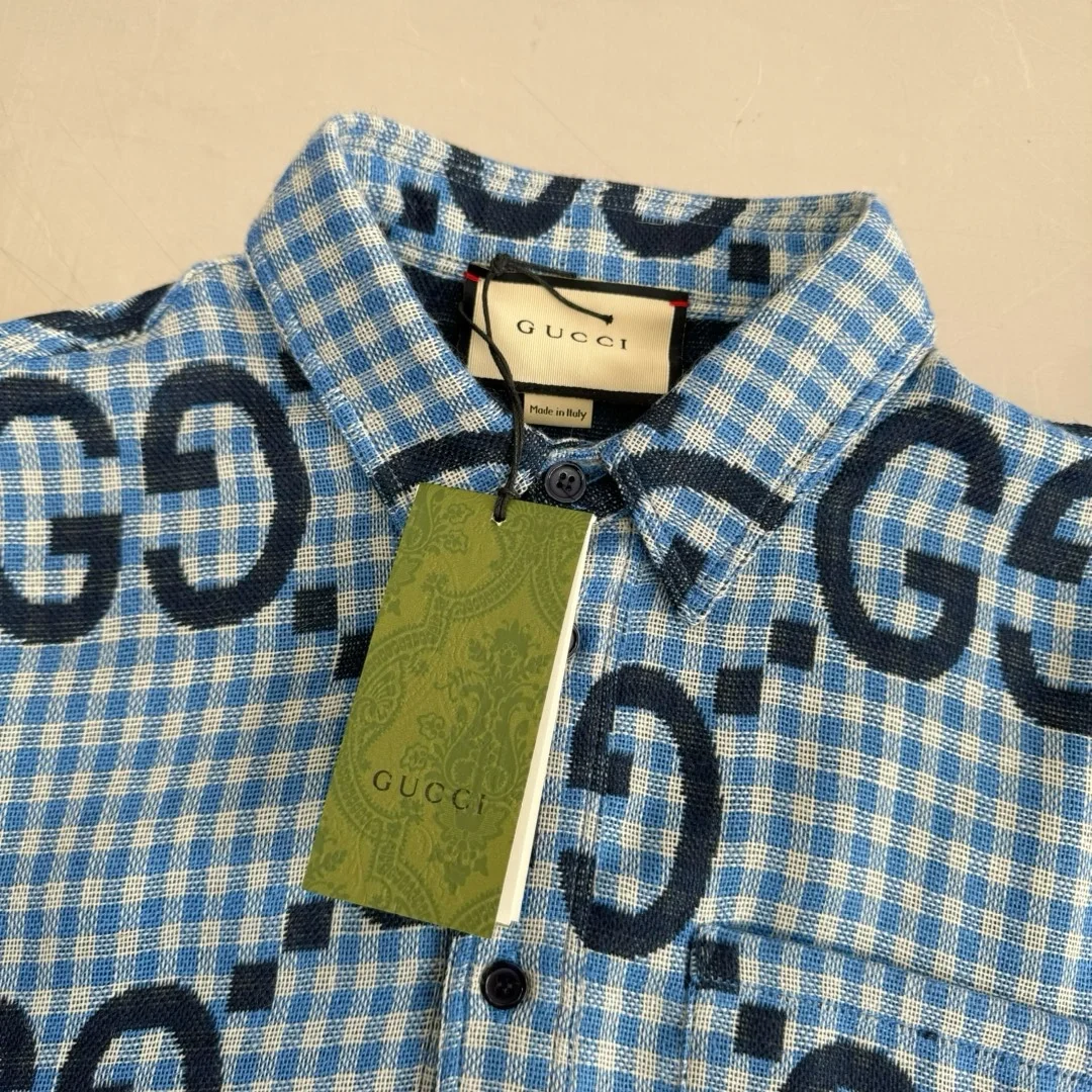 구찌 점보 GG 체크 울 셔츠