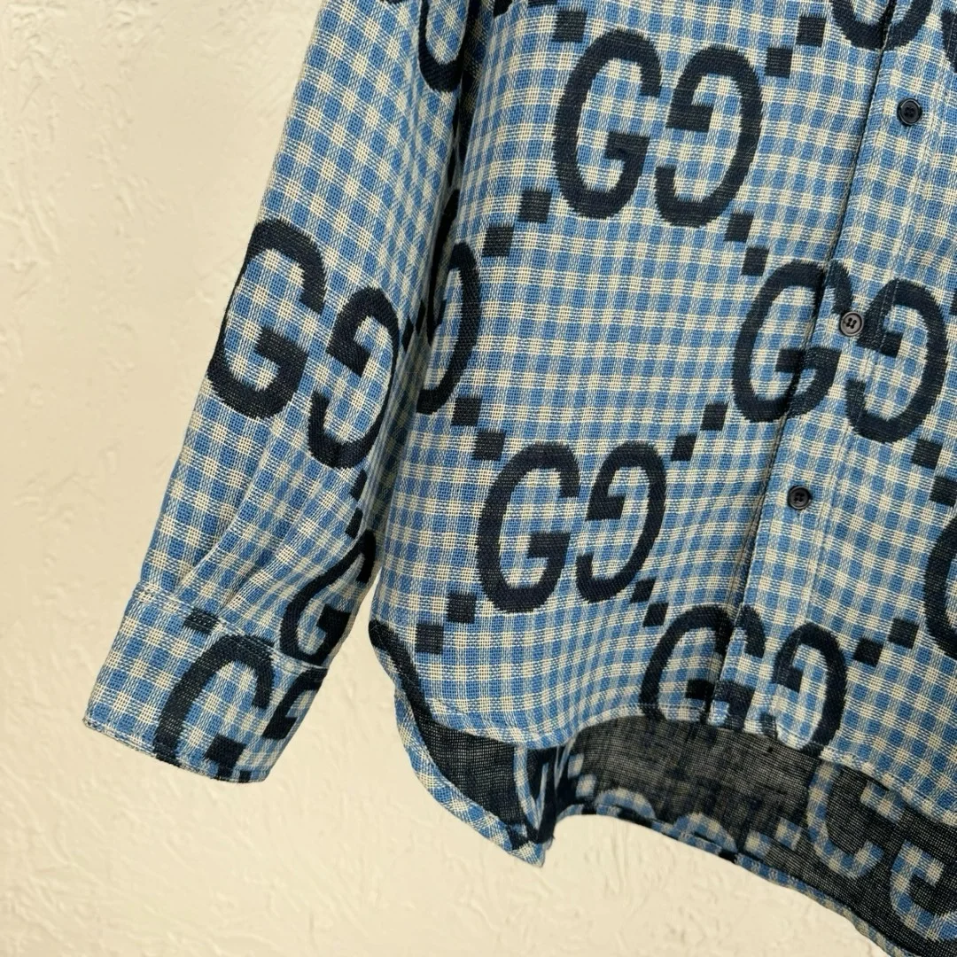 구찌 점보 GG 체크 울 셔츠