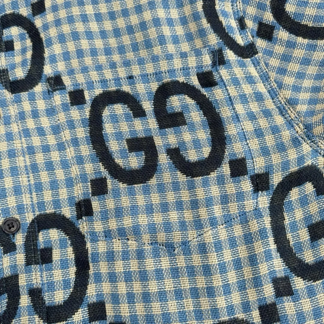 구찌 점보 GG 체크 울 셔츠
