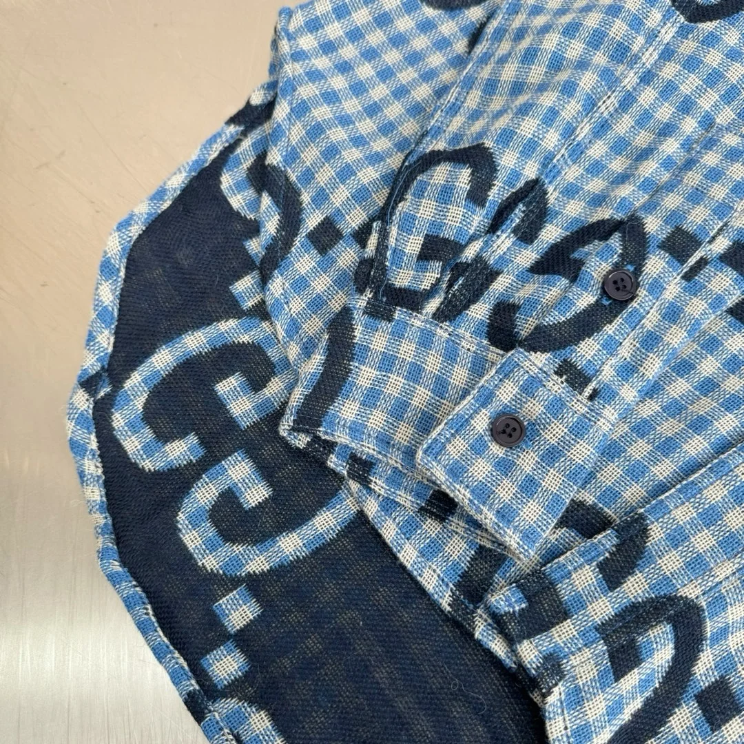 구찌 점보 GG 체크 울 셔츠