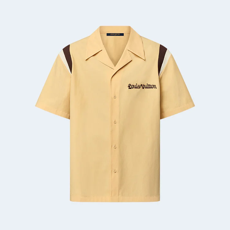 루이비통 엠브로이더리 숏 슬리브드 코튼 보울링 셔츠
