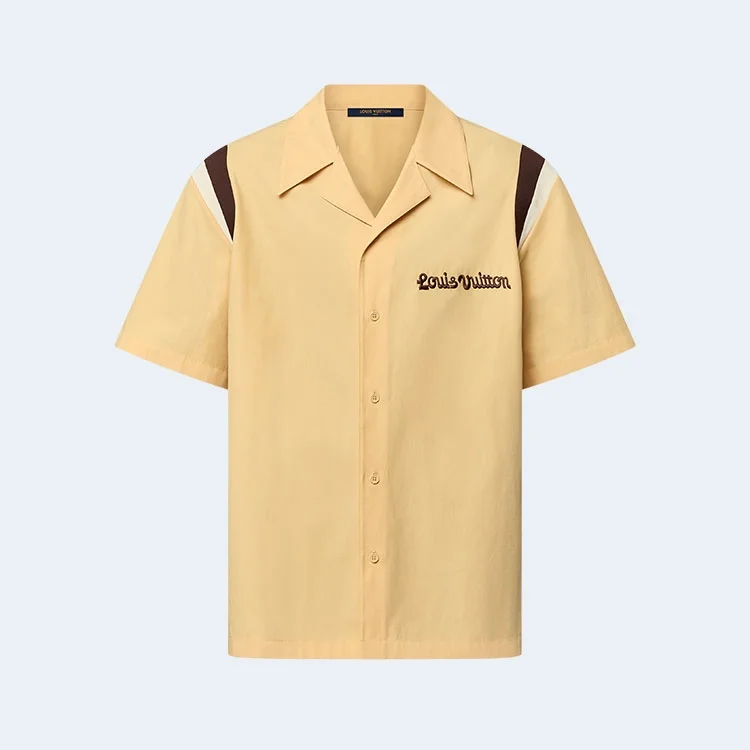 루이비통 엠브로이더리 숏 슬리브드 코튼 보울링 셔츠