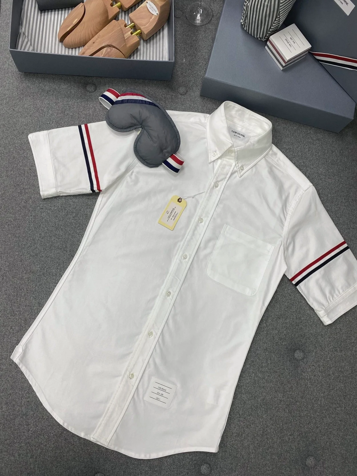 톰브라운 옥스포드 암밴드 숏 슬리브 셔츠