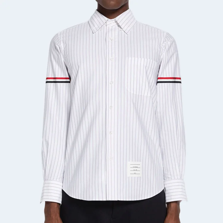 톰브라운 섀도우 핀스트라이프 옥스포드 암밴드 롱 슬리브 셔츠