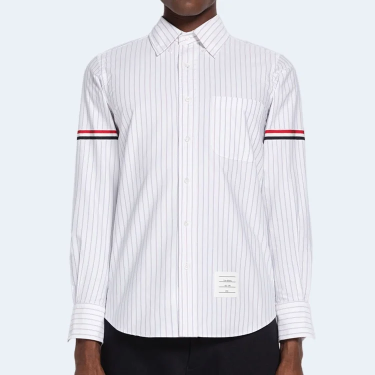 톰브라운 섀도우 핀스트라이프 옥스포드 암밴드 롱 슬리브 셔츠