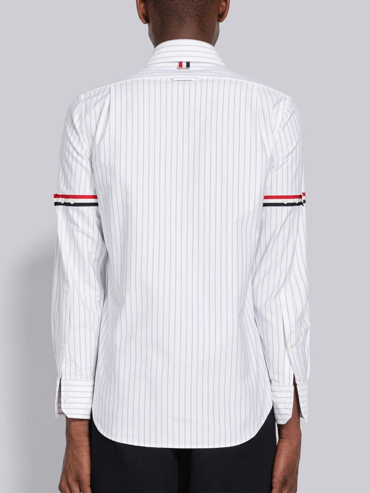 톰브라운 섀도우 핀스트라이프 옥스포드 암밴드 롱 슬리브 셔츠
