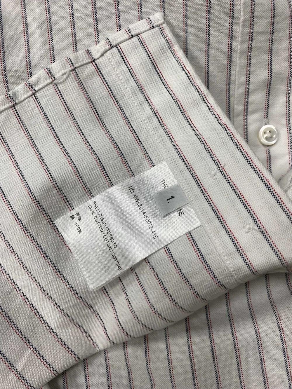 톰브라운 섀도우 핀스트라이프 옥스포드 암밴드 롱 슬리브 셔츠