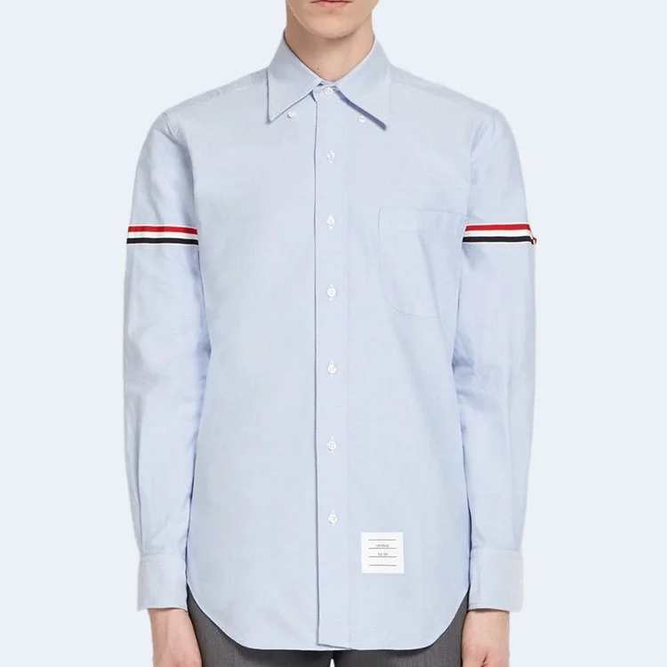톰브라운 라이트 블루 옥스포드 그로그랭 암밴드 셔츠