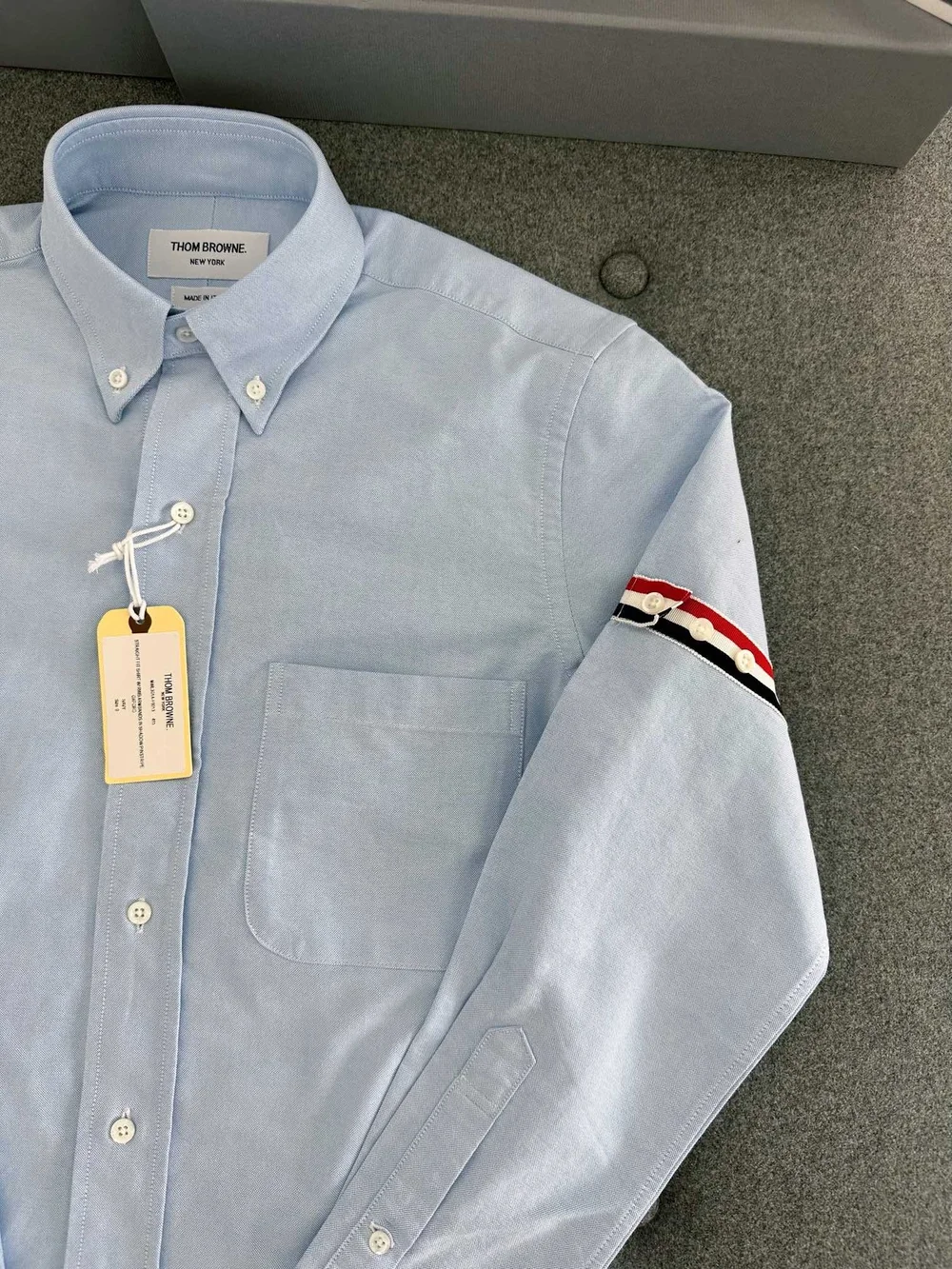톰브라운 라이트 블루 옥스포드 그로그랭 암밴드 셔츠