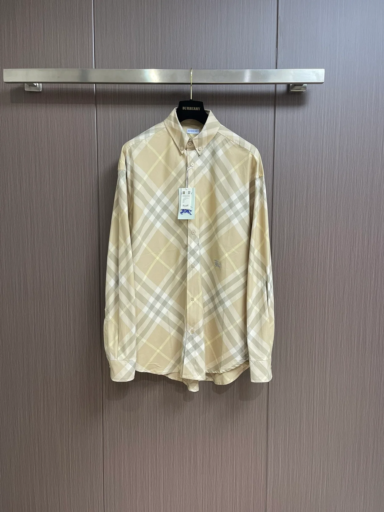 버버리 체크 코튼 셔츠 베이지