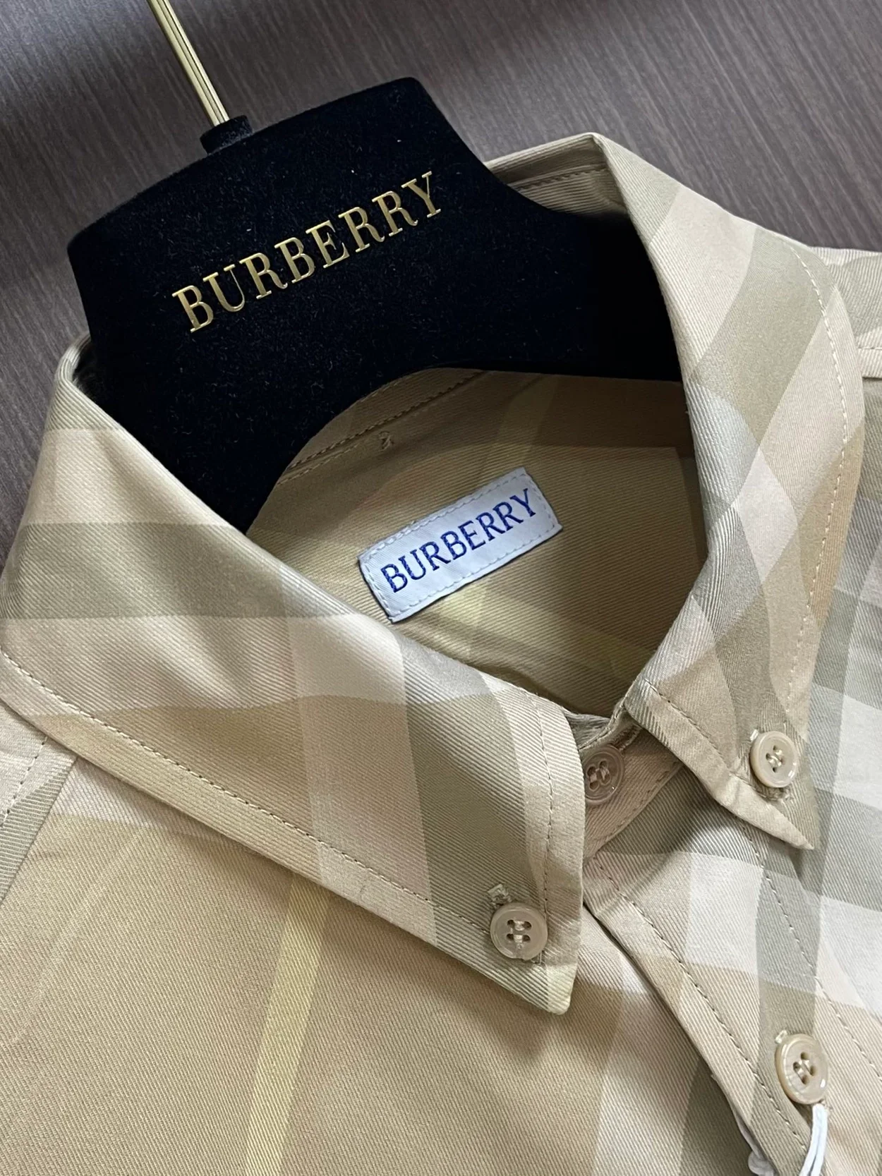 버버리 체크 코튼 셔츠 베이지