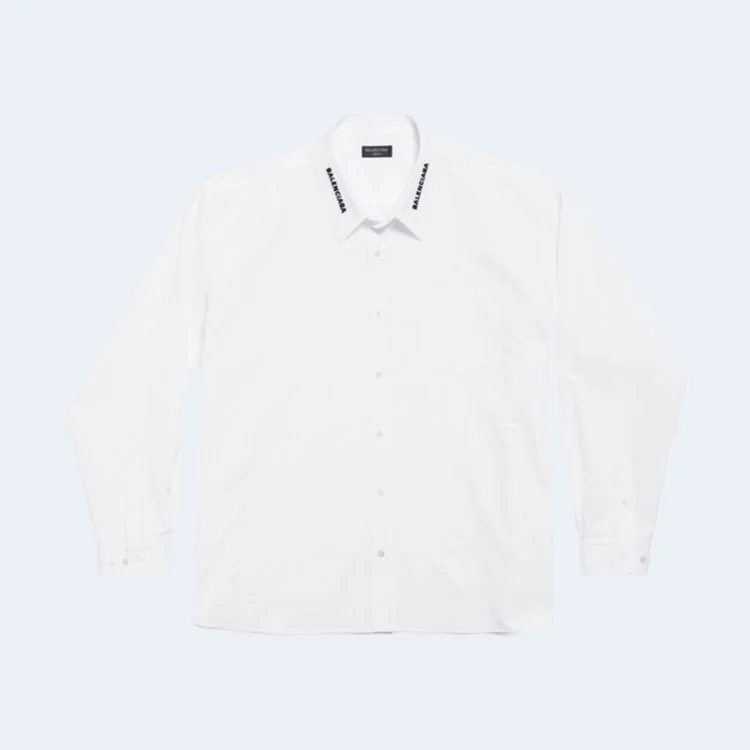 발렌시아가 넥 로고 자수 셔츠