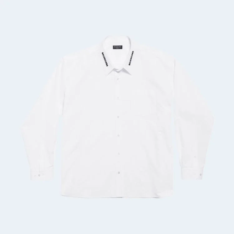 발렌시아가 넥 로고 자수 셔츠