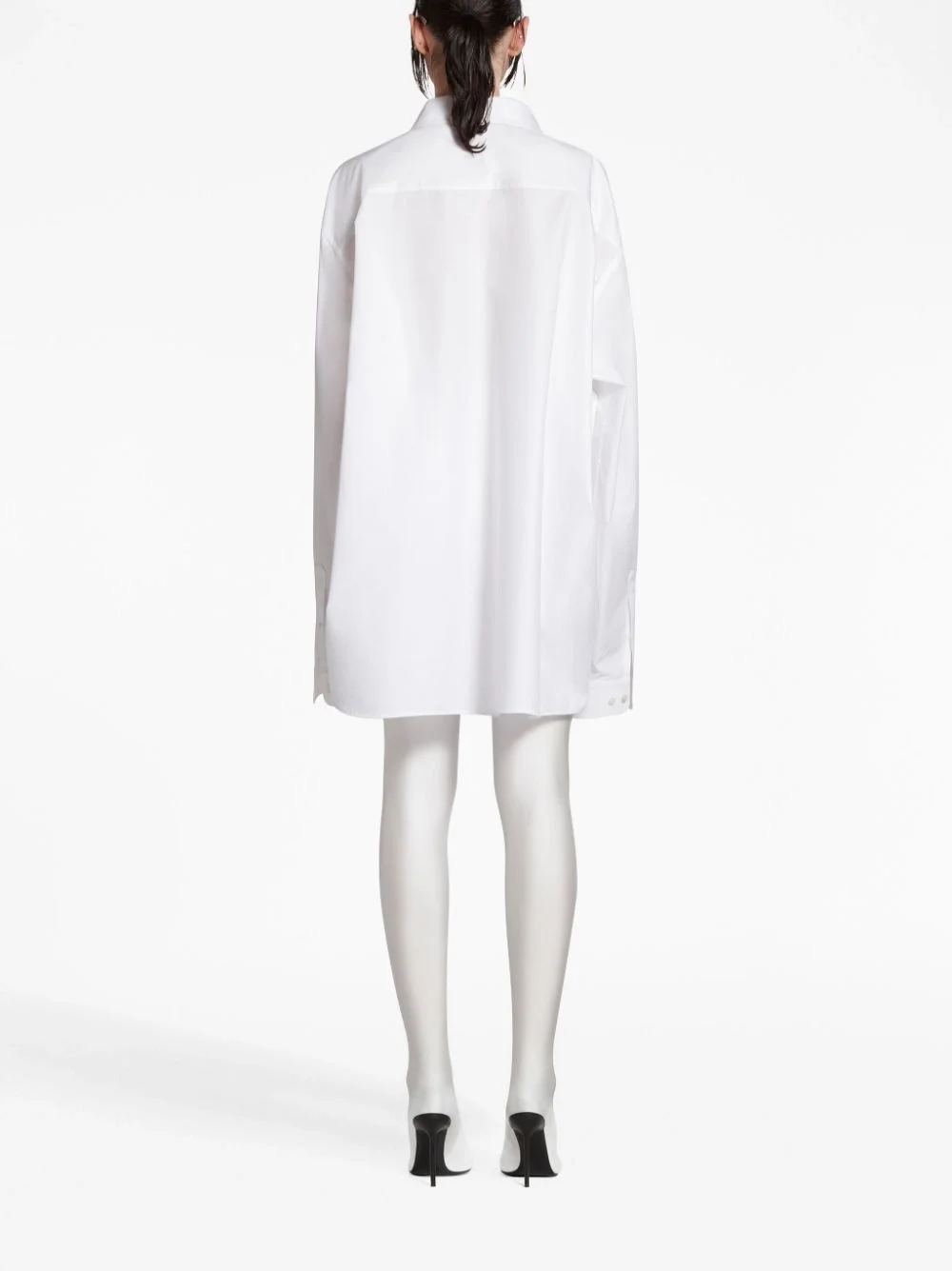 발렌시아가 넥 로고 자수 셔츠