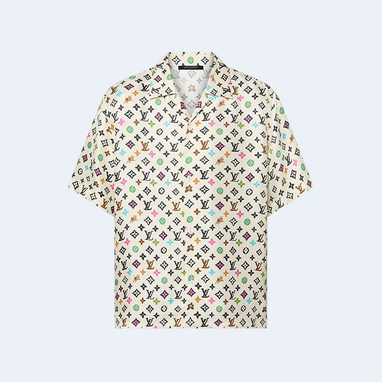루이비통 모노그램 프린트 반소매 실크 셔츠 1AFQ27