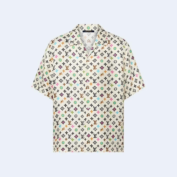 루이비통 모노그램 프린트 반소매 실크 셔츠 1AFQ27