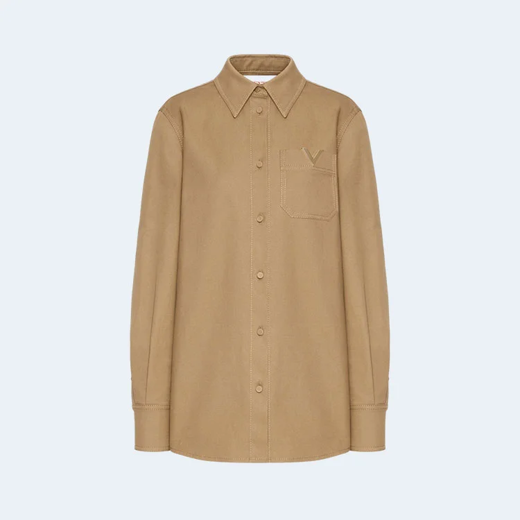 발렌티노 스트레치 코튼 캔버스 오버셔츠