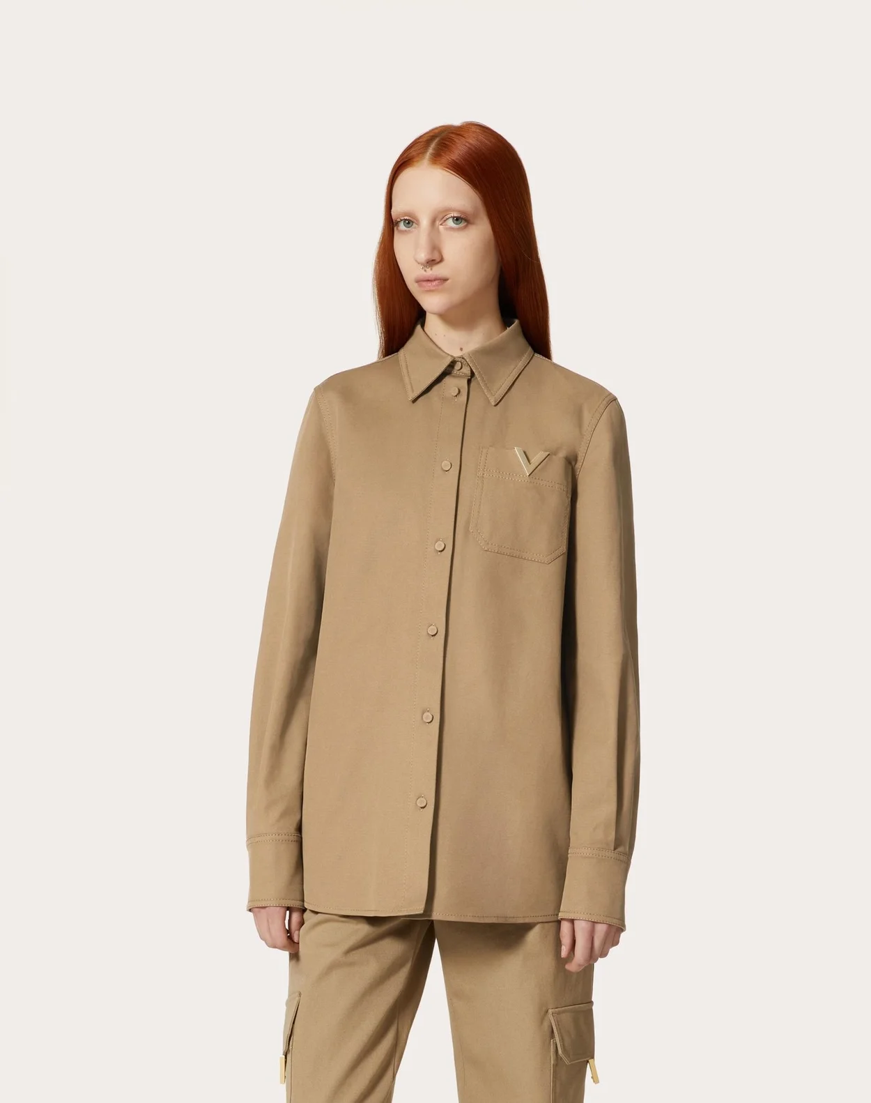 발렌티노 스트레치 코튼 캔버스 오버셔츠