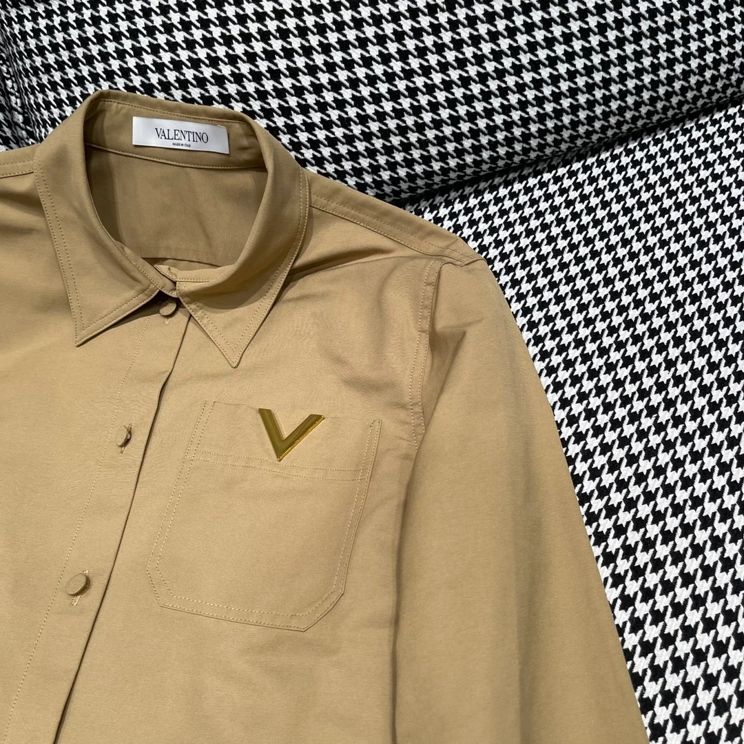 발렌티노 스트레치 코튼 캔버스 오버셔츠