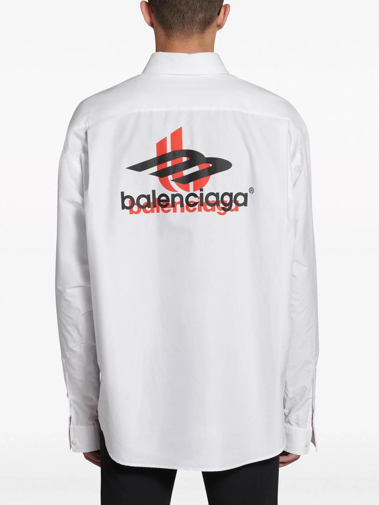 발렌시아가 백 로고 프린트 코튼 셔츠